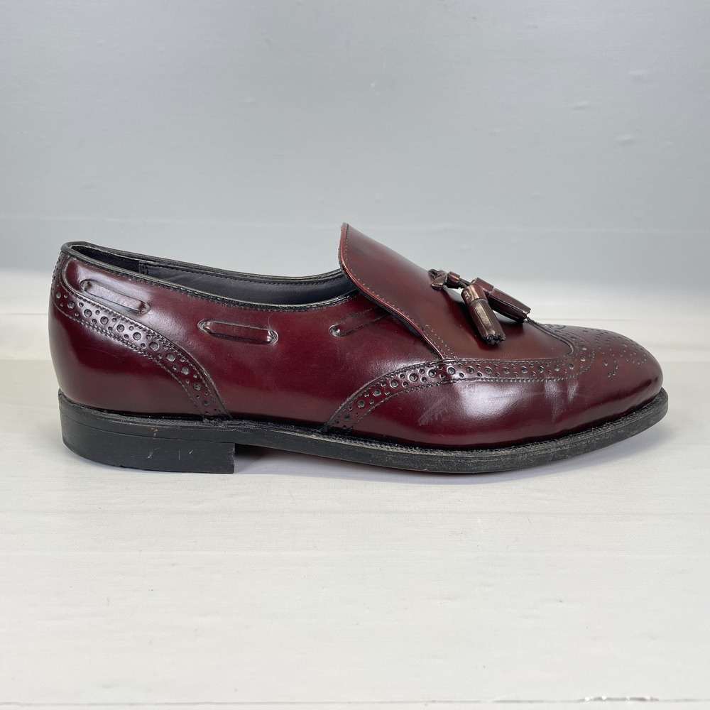 Vintage Dexter Tassel Wingtip Loafers Mens Size 8.5 WW Red Leather Brogue Shoes